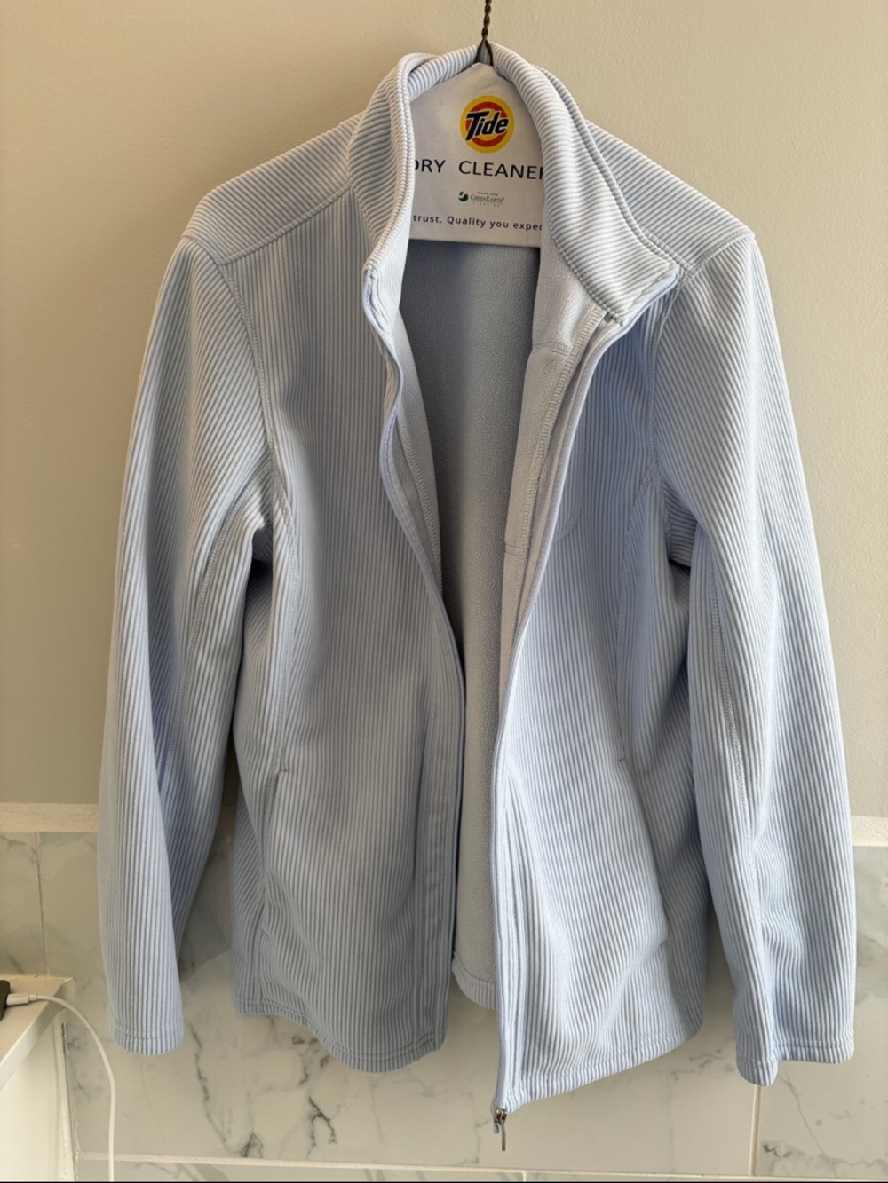 Andrew Marc Light Blue Ribbed Full-Zip Utility Jacket